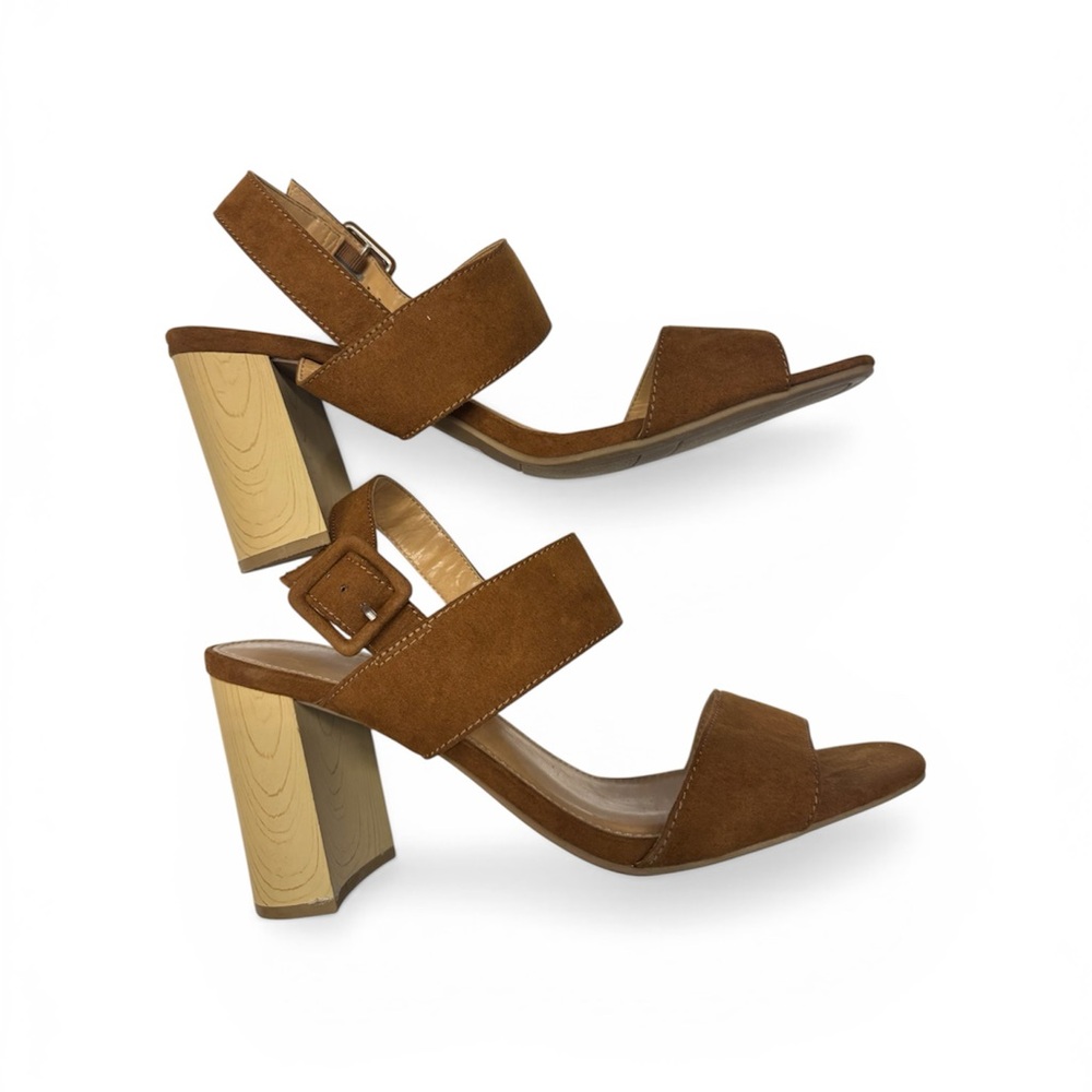 Lauren Conrad Elegant Brown Block Heel Sandals .Memory Foam new without tag